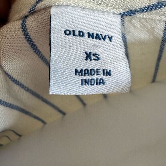 Old Navy Blue Striped V-Neck Button Midi Dress Sz XS - Picture 7 of 9